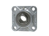 4-Bolt flange sealed ball bearing with set screw, 7/8 in (22.23 mm) bore, stainless insert, nickel-plated cast iron housing, washdown rated, relubricatable, contact seal for conveyors