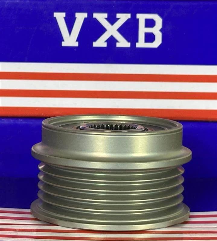 F‑552699 Alternator Freewheel Pulley 5 Groove, 55.8 mm 535000510, side view showing grooves and center opening.