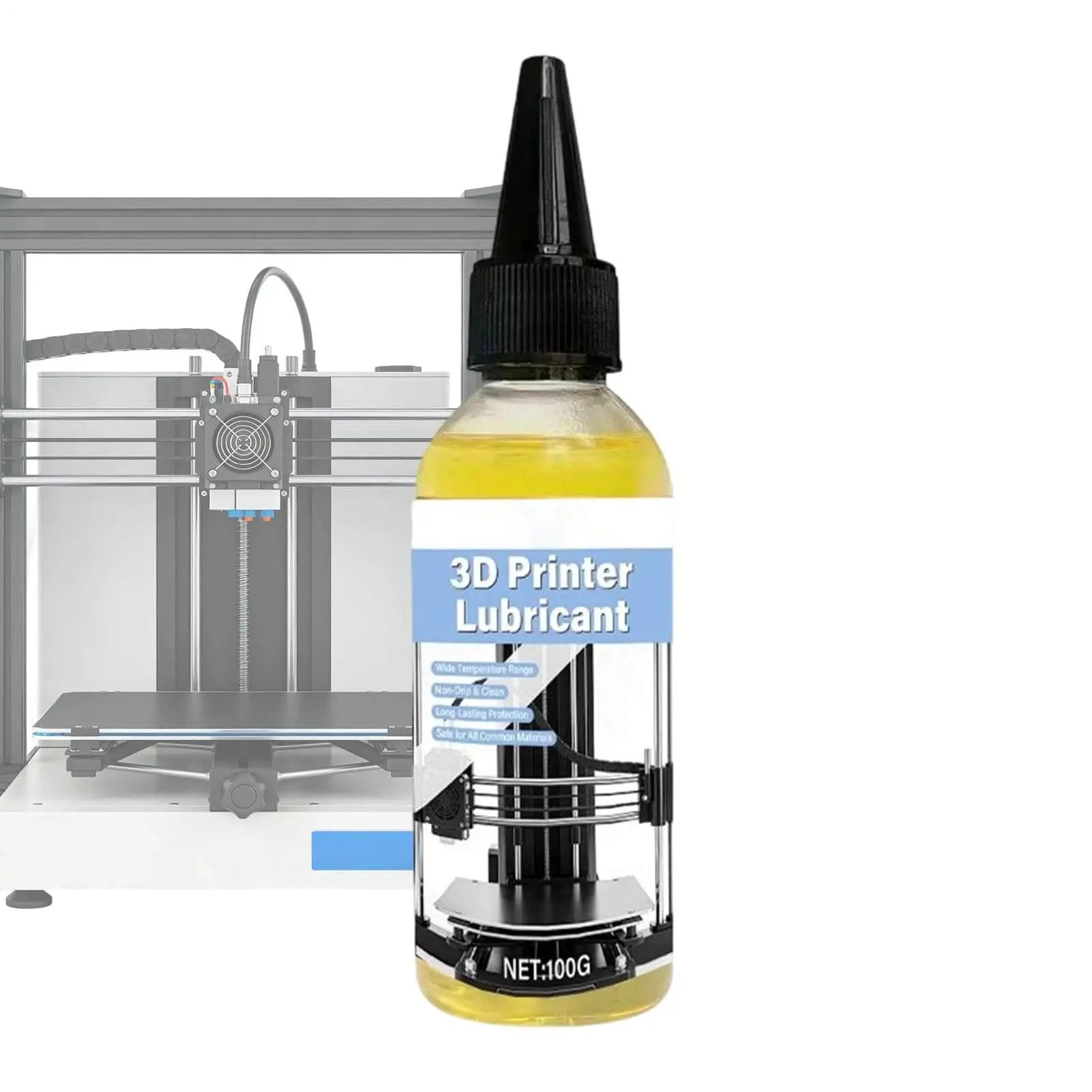 Image showing a 100g bottle of 3D Printer Lubricant Dust Resistant Oil For Smooth Precision And Low Friction Movement Across Axes And Gears.