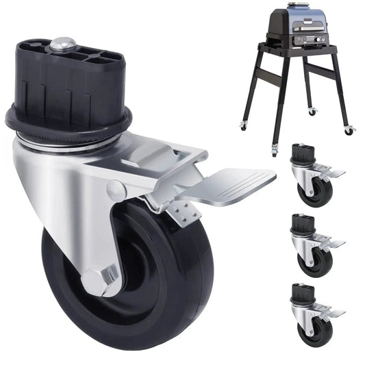 3 Inch Caster Wheels For Outdoor Grill Stand XSKUNSTAND With Brakes And 360 Degree Swivel 4 Pack Wheel Kit for easy mobility