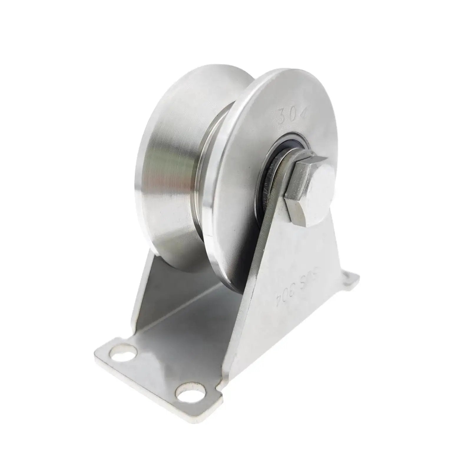 Stainless Steel 304 V Groove Gate Wheels Heavy Duty Track Roller With Double Bearing Plate Caster And V Shaped Bracket