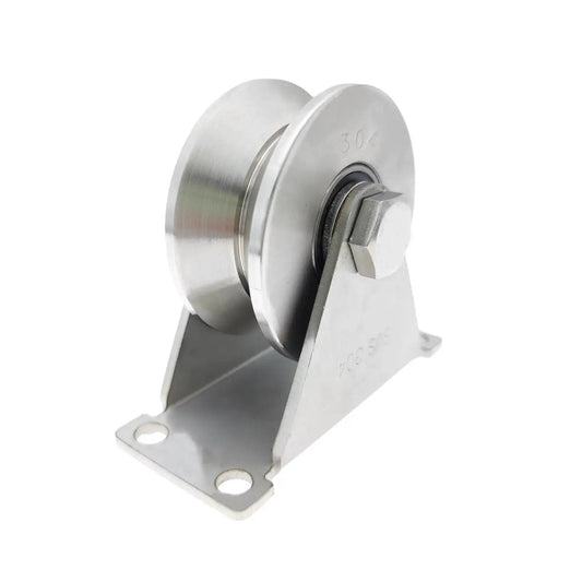 Stainless Steel 304 V Groove Gate Wheels Heavy Duty Track Roller With Double Bearing Plate Caster And V Shaped Bracket