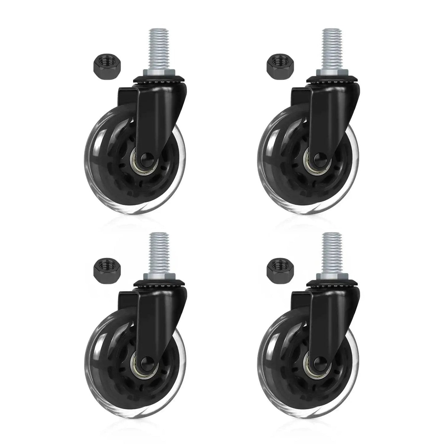 4 Pack Swivel Caster Wheels 3 Inch Heavy Duty With M10 Threaded Stem And Hex Lock Nuts Quiet Smooth Polyurethane Bearings