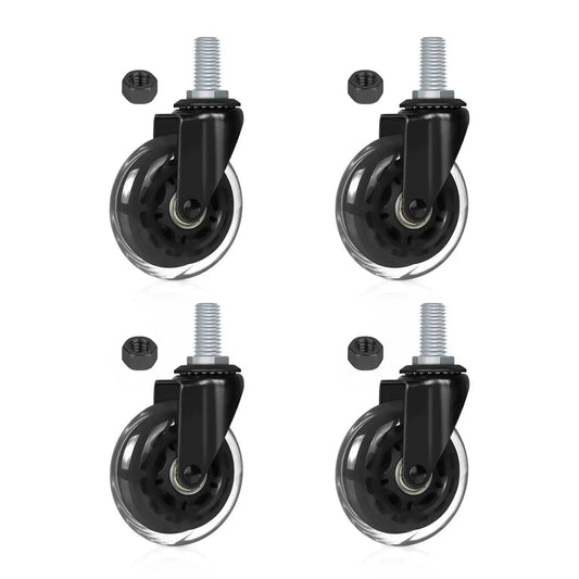 4 Pack Swivel Caster Wheels 3 Inch Heavy Duty With M10 Threaded Stem And Hex Lock Nuts Quiet Smooth Polyurethane Bearings