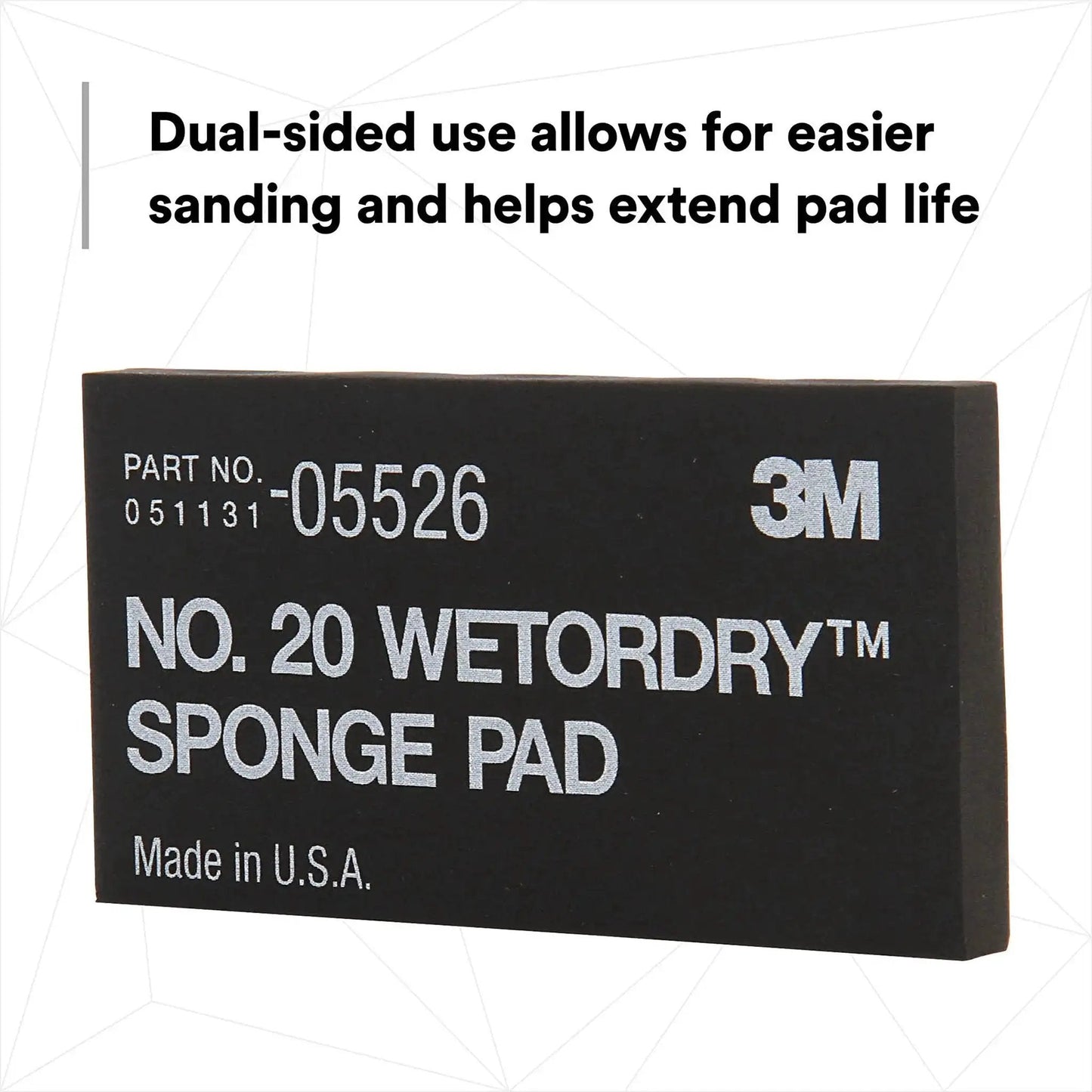 Wetordry Sponge Pad Dual Sided For Wet And Dry Sanding Automotive, close-up of black pad showing product details and brand