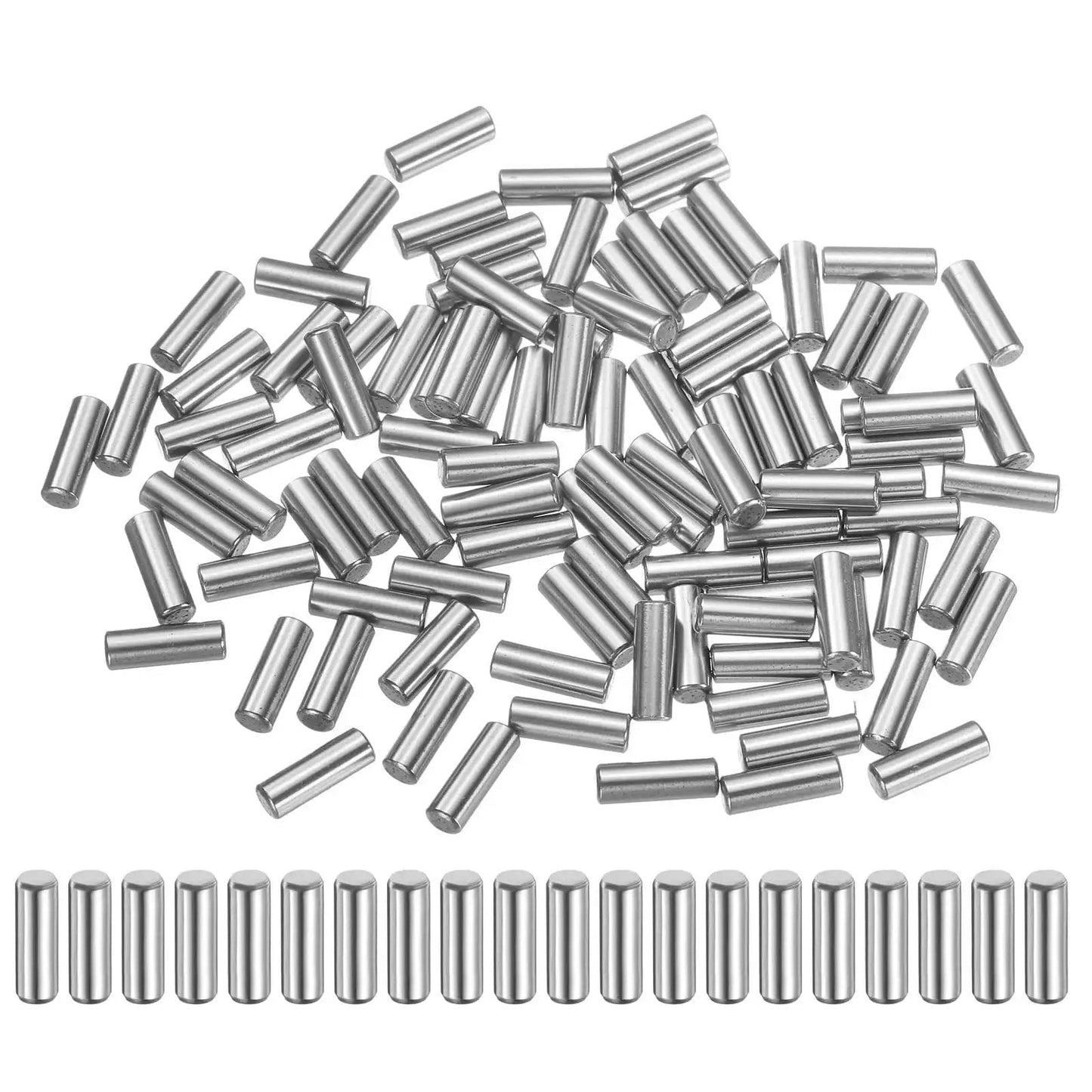 Heavy Duty 100 Piece 3mm By 11mm Steel Dowel Pins Set For Shelf Support And Cabinet Hardware, Silver Tone Finish, High Precision