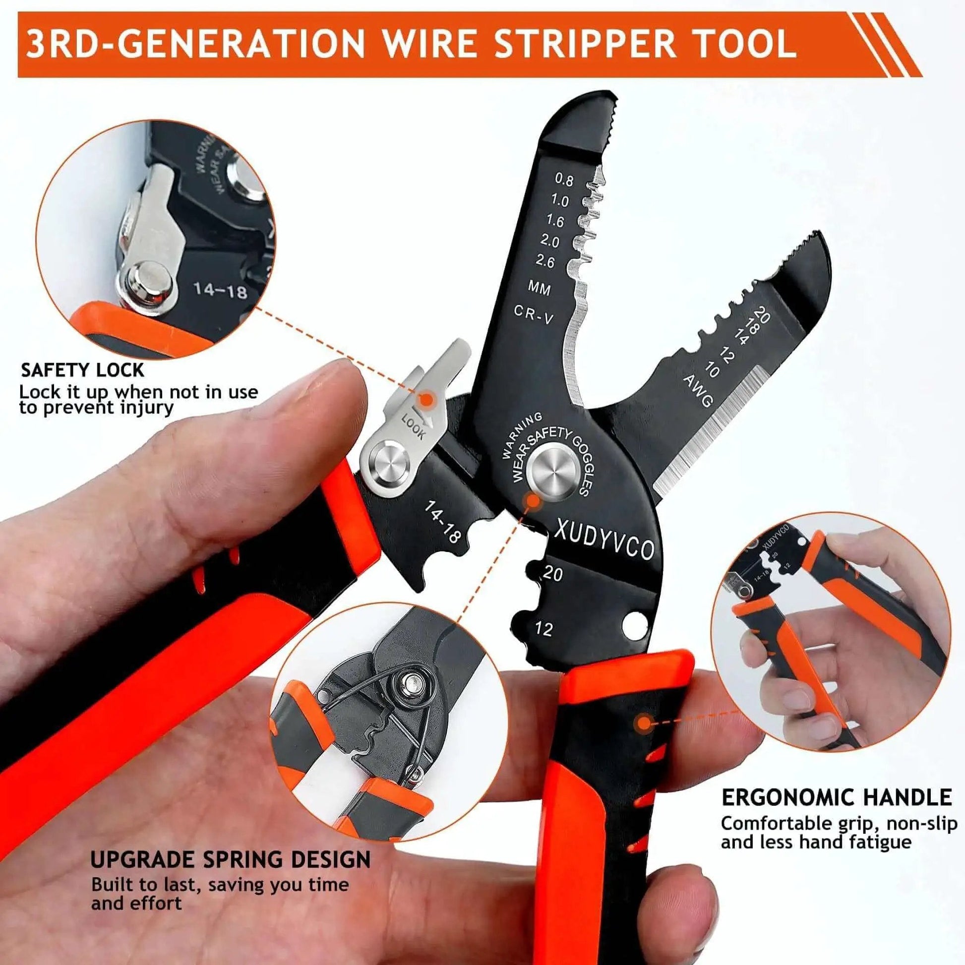 Five In One Wire Stripper Tool For 10 To 20 AWG Electrical Wire, Seven Inch Multifunctional Electrician Cable Stripper in use