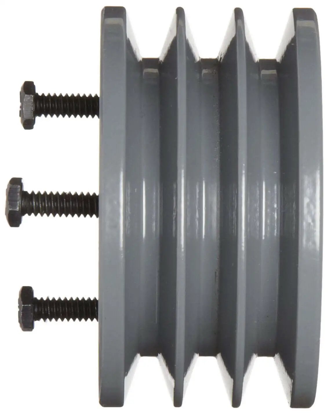 Side view of Efficient Narrow V Belt Sheave For 3V Belts With Three Grooves And Three Point One Five Inch Outer Diameter Ductile Iron Heavy Duty SH Bushing Required Model 3V3153 TB Woods