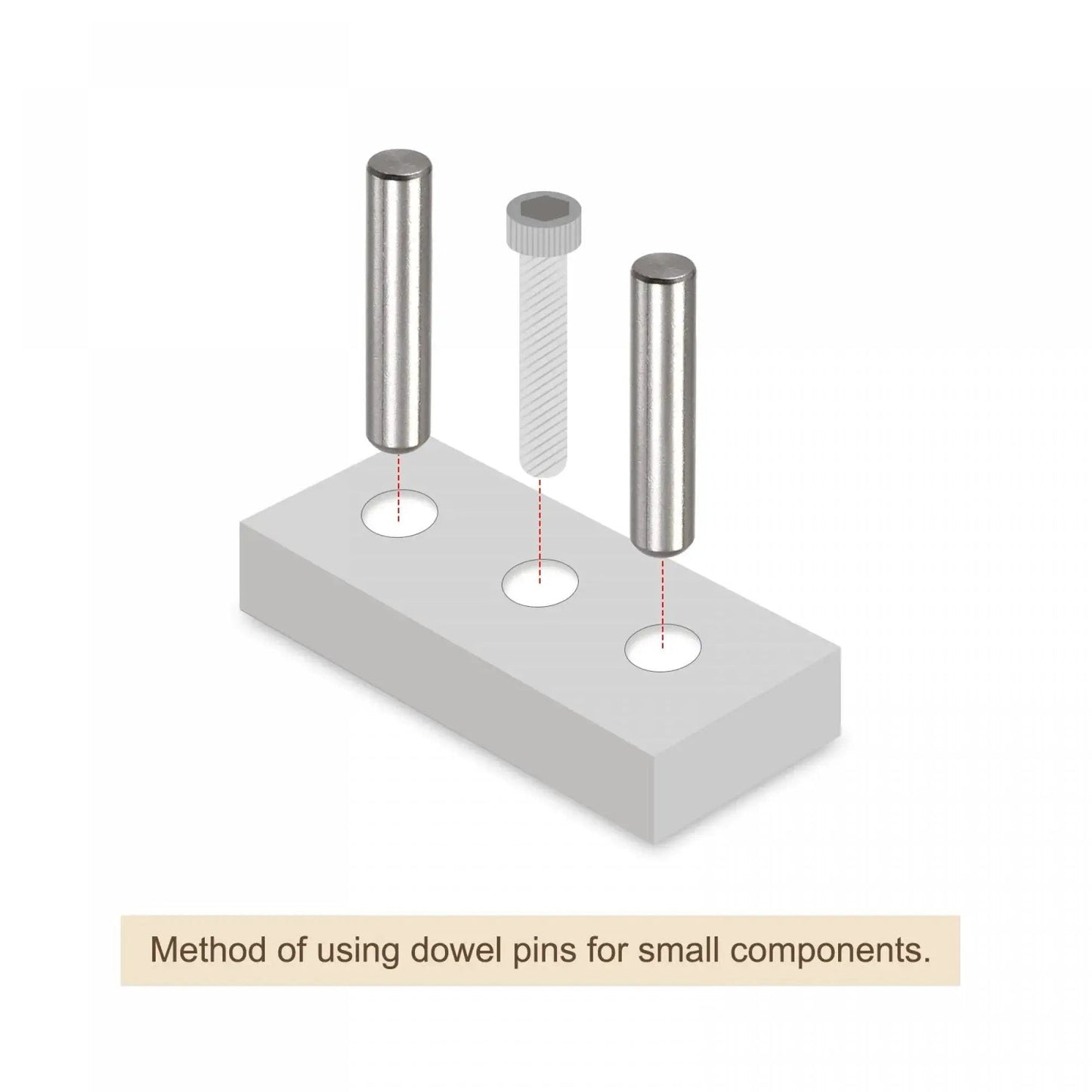 3x15mm Dowel Pins Set 50 Pcs 304 Stainless Steel Round Head Flat Chamfered End Dowel Pins for woodworking positioning and alignment.