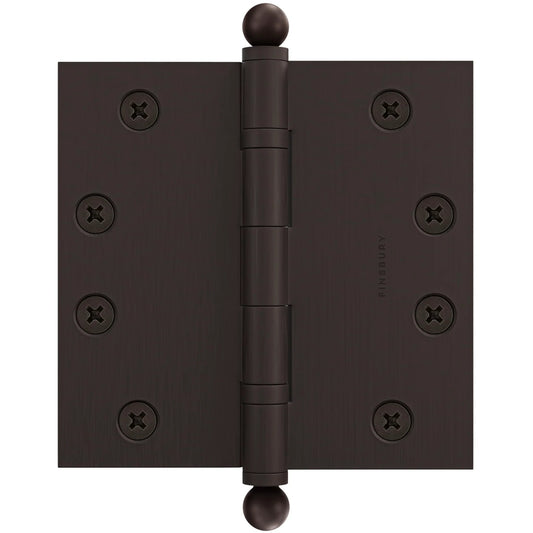 4.5 Inch Brass Ball Bearing Door Hinges Set Solid Brass Heavy Duty Architectural Mortise Hinges For Residential And Commercial Doors Ball Tip With Oil Rubbed Bronze Finish High Load Capacity Smooth Operation Durable Hardware
