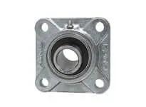Front view of Single 2-3/4 in Set-Screw Mounted Ball Bearing, 4-Bolt Flange Pillow Block, Nickel-Plated Cast Iron Housing, Contact Seal