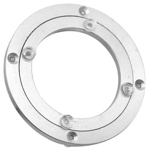 4 Inch Aluminum Alloy Lazy Susan Swivel Bearing shown in a top view, featuring a heavy duty round rotating turntable base.