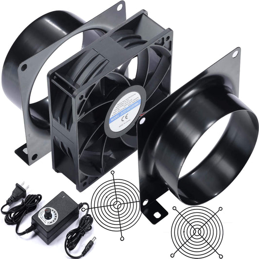 4 Inch Axial Exhaust Fan 120mm 12V With Dual Ball Bearings 3000RPM For DIY Soldering 3D Laser And Paint Booth Kit 141 CFM PWM Dimmer Included Duct Adapters Mesh Ready To Go