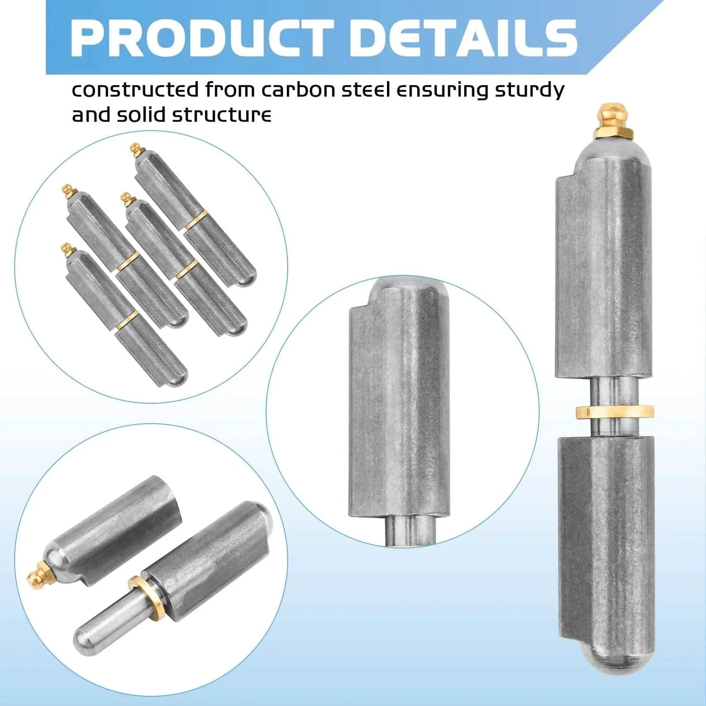 4 Pcs 4 Inch BBQ Smoker Bullet Weld On Hinges Heavy Duty Weldable Carbon Steel Barrel Hinges showing durable construction details