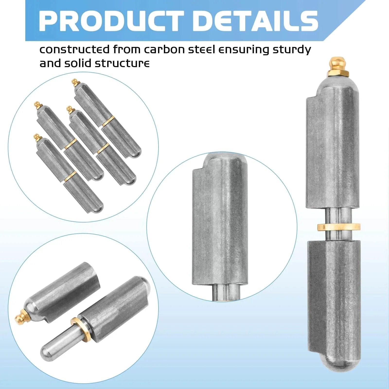 4 Pcs 4 Inch BBQ Smoker Bullet Weld On Hinges Heavy Duty Weldable Carbon Steel Barrel Hinges showing durable construction details