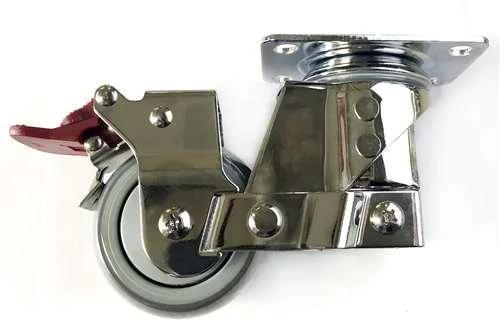 4" Caster Wheel - Brake PU Top Plate
