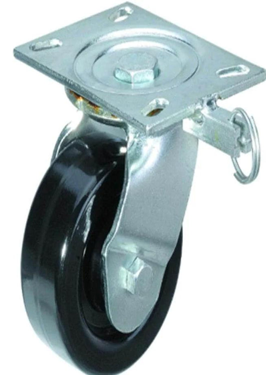4" Caster Wheel 441 Lbs - Center Brake Phenolic - 0-180ºC Top Plate