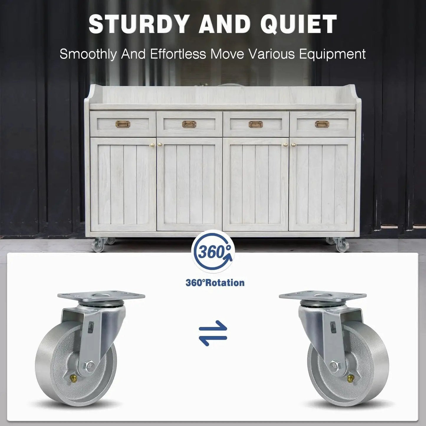 Heavy Duty 4 Inch Caster Wheels Set Of 4 With 1600 Pounds Capacity Industrial Plate Casters for furniture mobility.