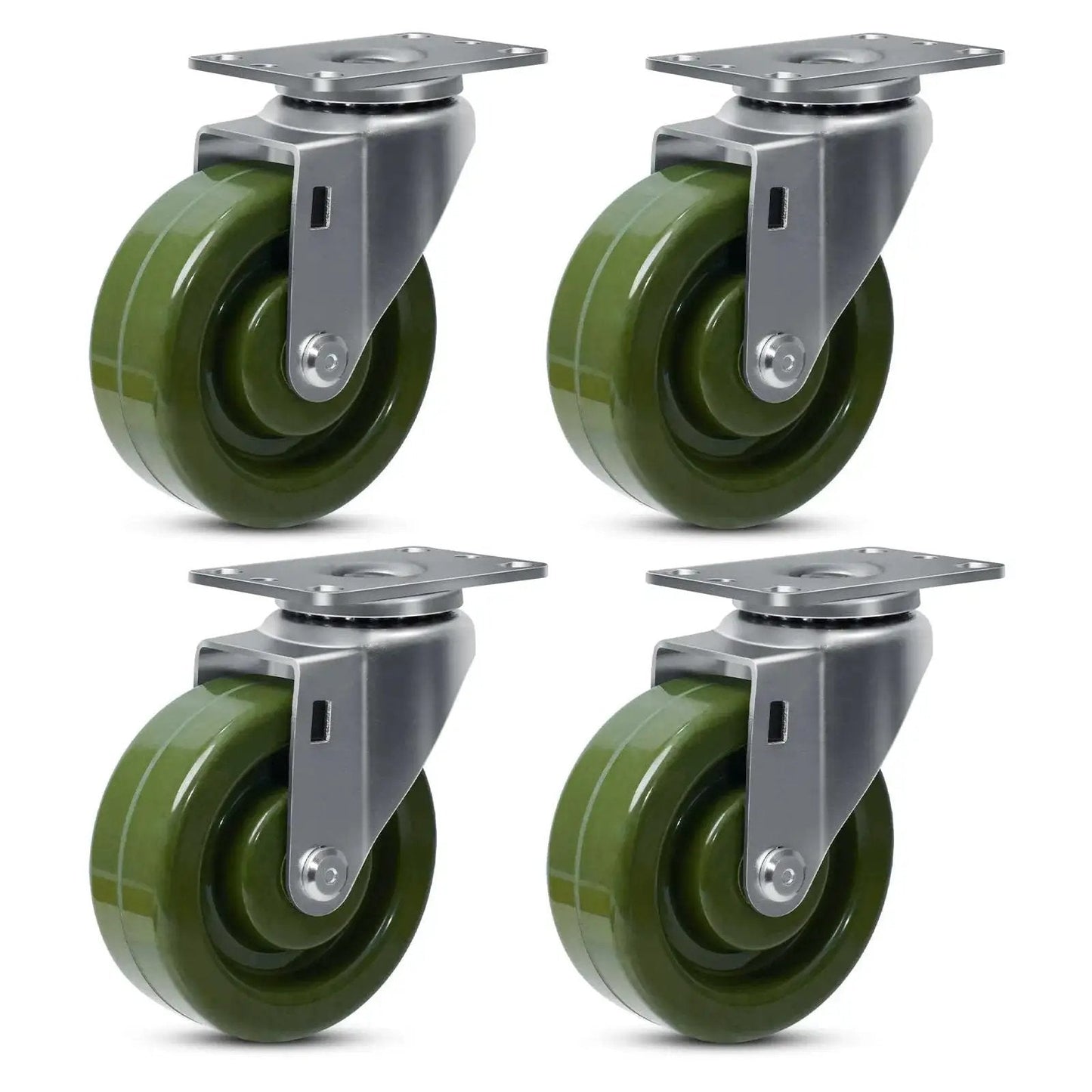 4 Inch By 1.5 Inch High Temperature Caster Wheels Set Of 4 For Bakery Ovens, Heavy Duty Swivel Casters With 2800 Lb Capacity