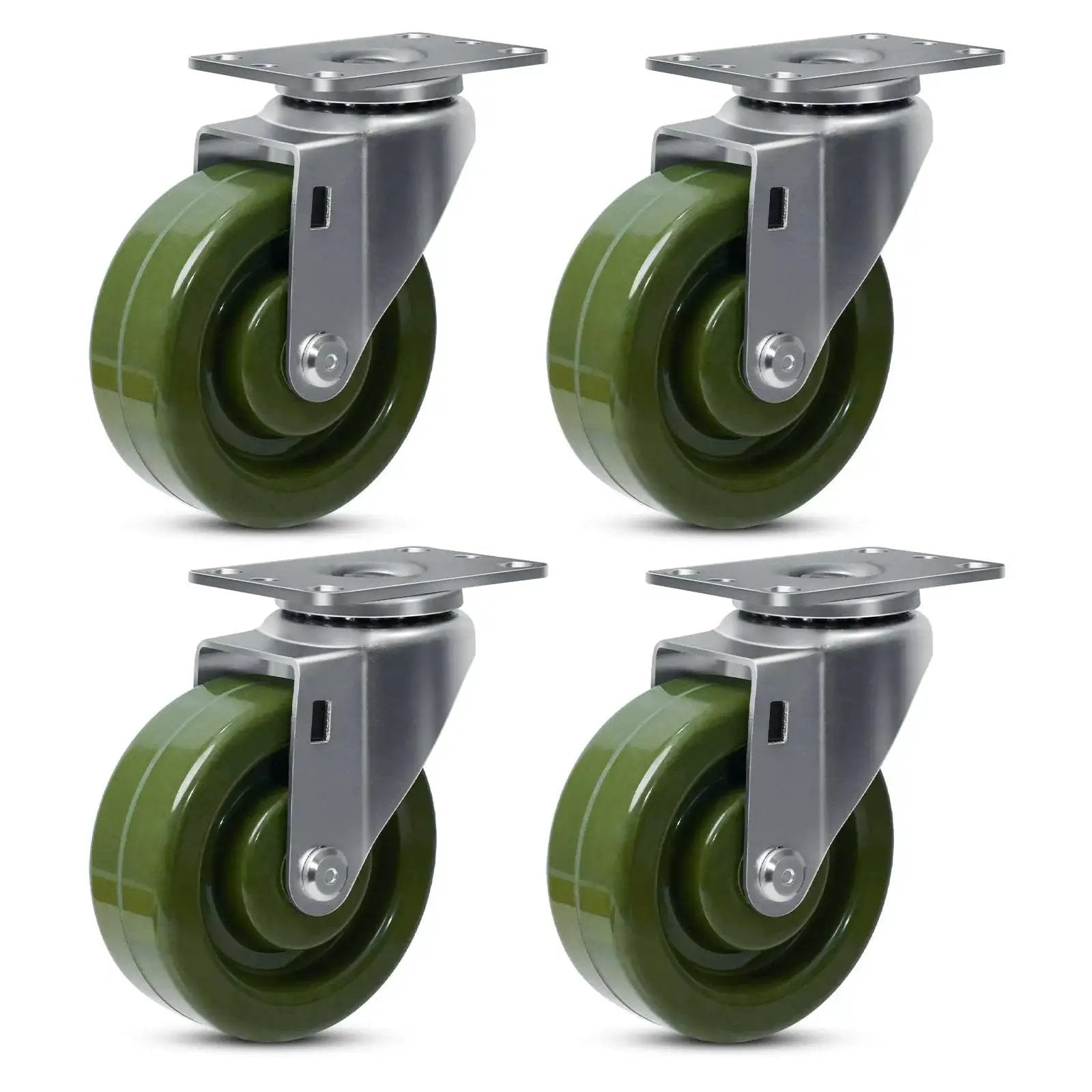 4 Inch By 1.5 Inch High Temperature Caster Wheels Set Of 4 For Bakery Ovens, Heavy Duty Swivel Casters With 2800 Lb Capacity