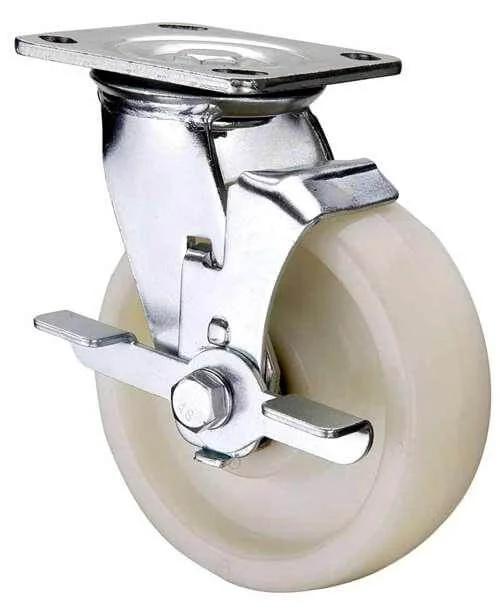 4" Heavy Duty Caster Wheel 1102 Lbs Side Brake Polyamide (Nylon) Top Plate