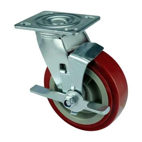 4" Heavy Duty Caster Wheel 441 Lbs Side brake PU Top Plate