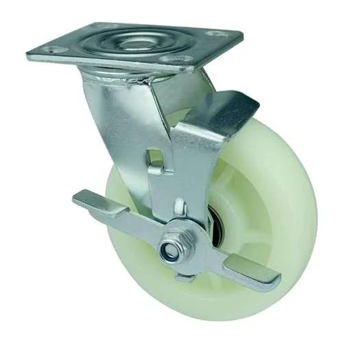 4" Heavy Duty Caster Wheel 551 Lbs - Center Brake co-polypropylene Top Plate