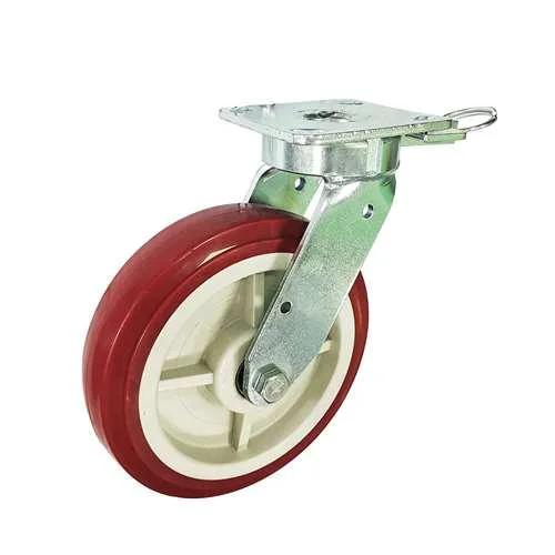4" Heavy Duty Caster Wheel 661 Lbs - Brake Cast Iron - PU Top Plate