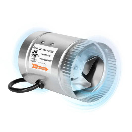 4 Inch Inline Booster Duct Fan 100 CFM Quiet High Performance HVAC Exhaust For Grow Tents Basements Bathrooms Kitchens Attics Durable Balanced Impeller No Fuss Quiet Operation With Permanently Lubricated Bearing By iPower