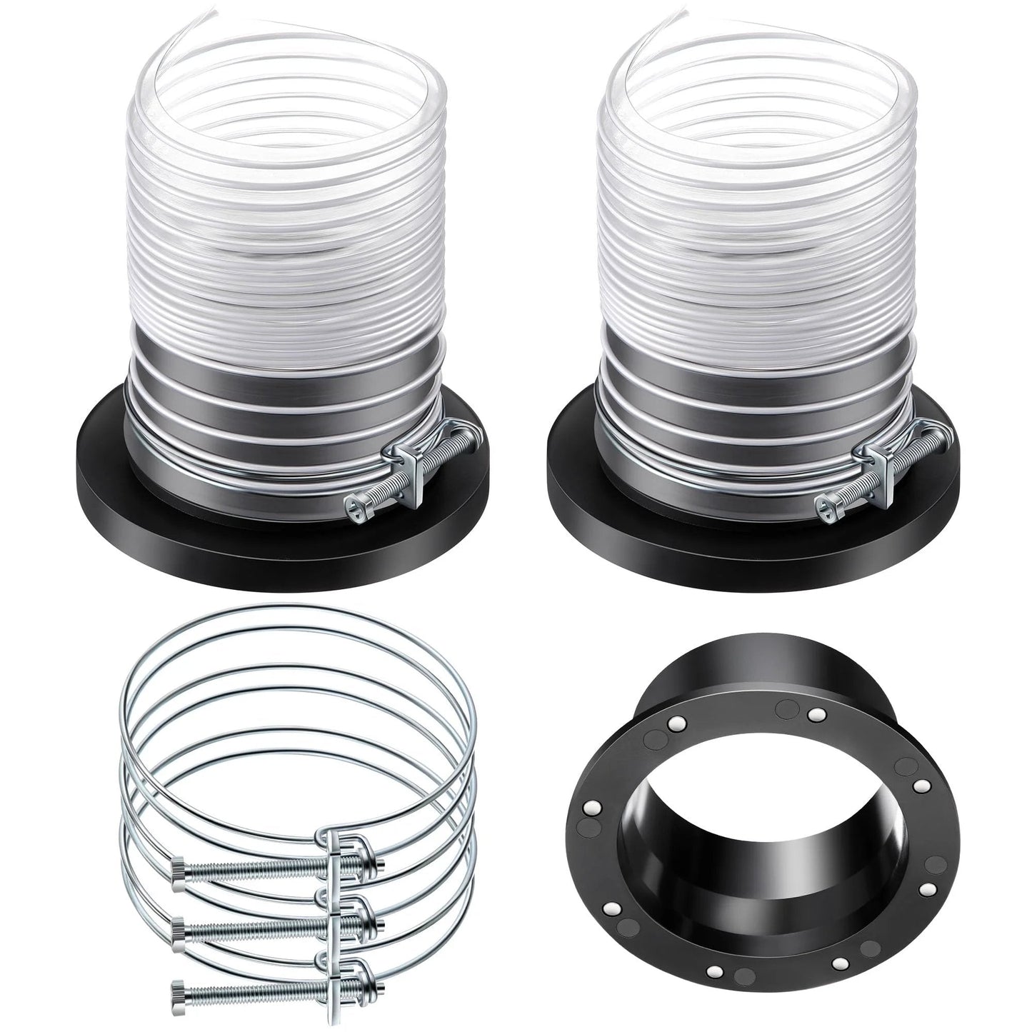 4 Inch Magnetic Dust Collector Fast Connect System Starter Kit With Neodymium Fittings Hose Couplers And Clamps For Workshop Dust Collection includes rubber fittings and clamps.