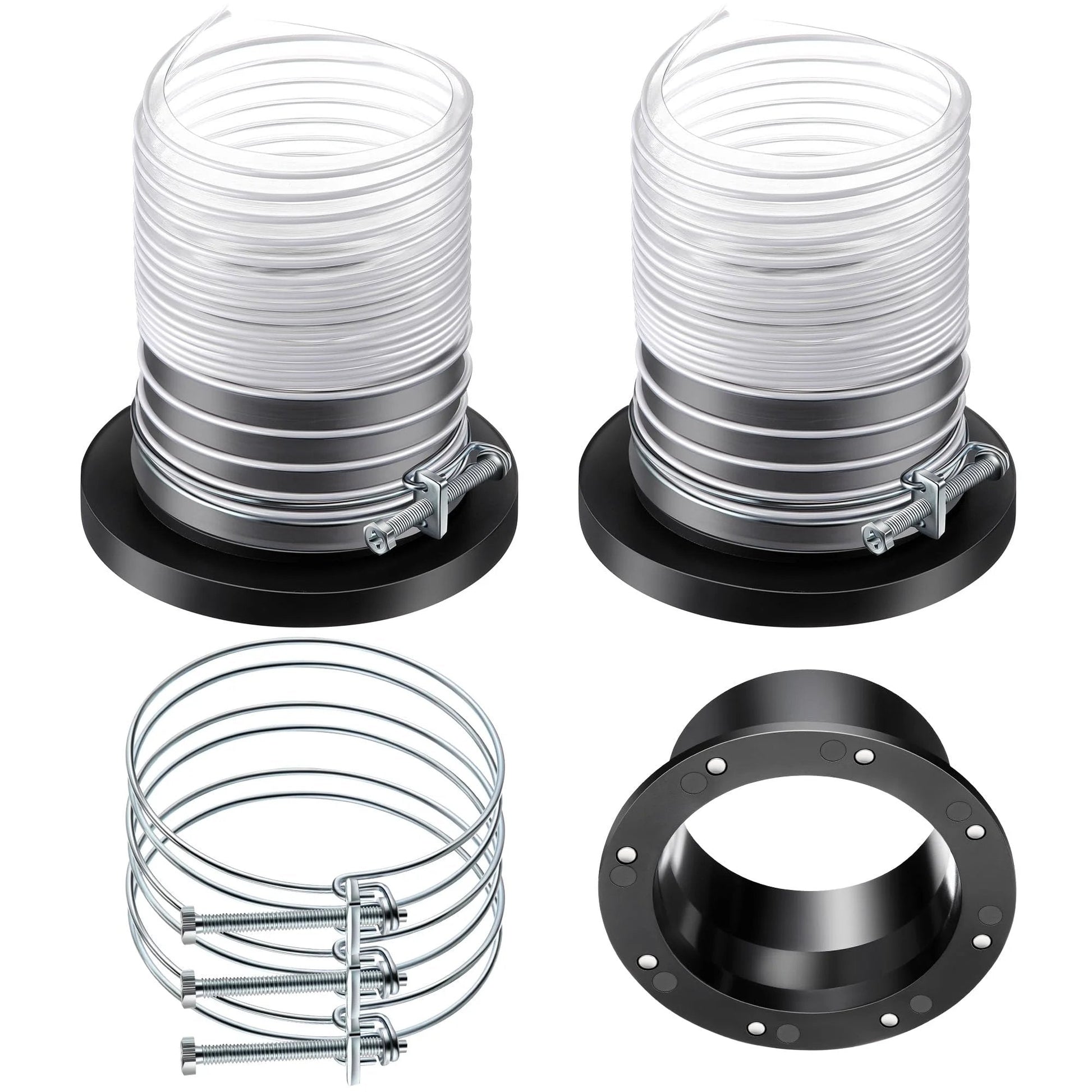 4 Inch Magnetic Dust Collector Fast Connect System Starter Kit With Neodymium Fittings Hose Couplers And Clamps For Workshop Dust Collection includes rubber fittings and clamps.