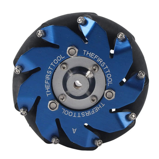 4 Inch Mecanum Wheel Right Aluminum With TPU Rubber Rollers For Industrial Robots, pro-grade aluminum housing and polyurethane rollers.