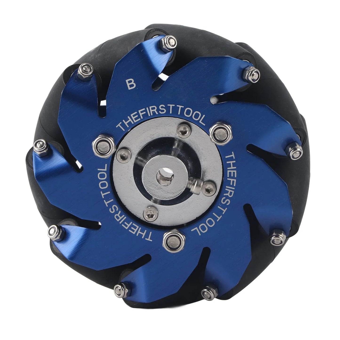 4 Inch Mecanum Wheel Left With Aluminum Body And TPU Rollers For Smooth Omnidirectional Motion In Industrial Robots Built Tough For High Load Capacity And Long Lasting Performance For Easy Maintenance