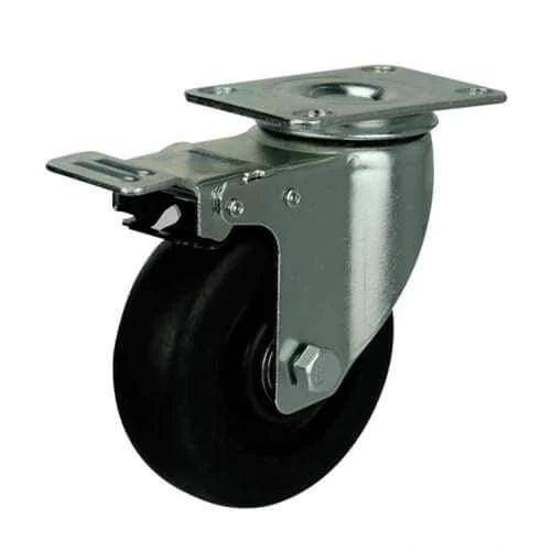 4" Caster Wheel 198 Lbs - Brake Phenolic - 0-250ºC Top Plate