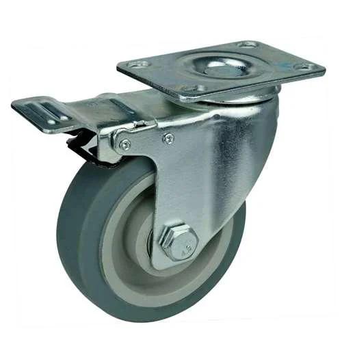 4" Caster Wheel 198 Lbs - Brake - TPR - Top Plate