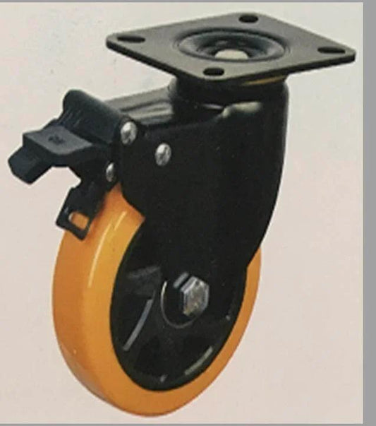 4" Caster Wheel 551 Lbs - Brake PU - Polypropylene Top Plate