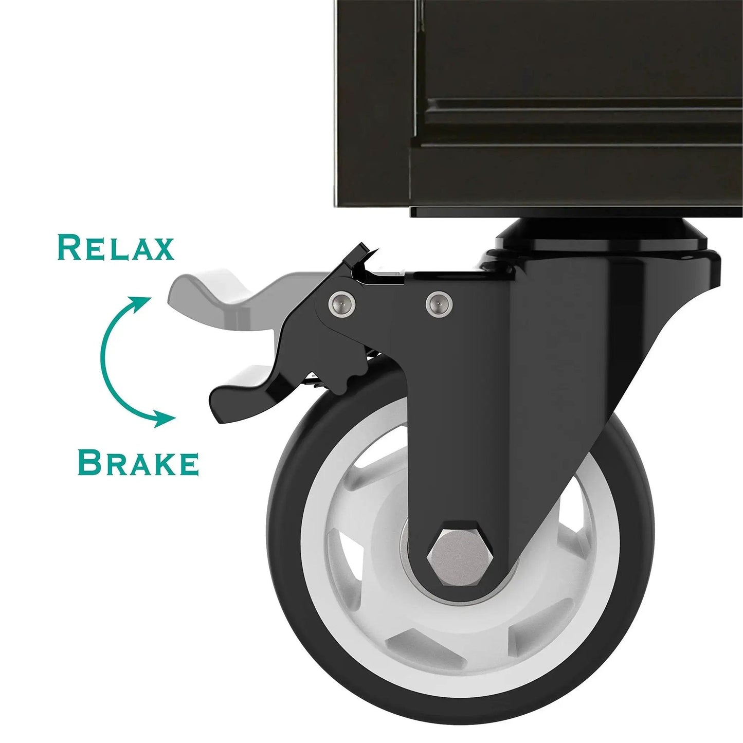 4 Inch Swivel Caster Wheels With Safety Total Lock And 360 Degree Rotation, Heavy Duty Plate Casters Set Of 4, shown from side view
