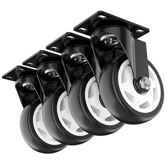 4 Inch Heavy Duty Swivel Caster Wheels Set of 4 No Brake with 1200 Lbs Load Capacity Solid Steel Plate Casters with PVC Wheels