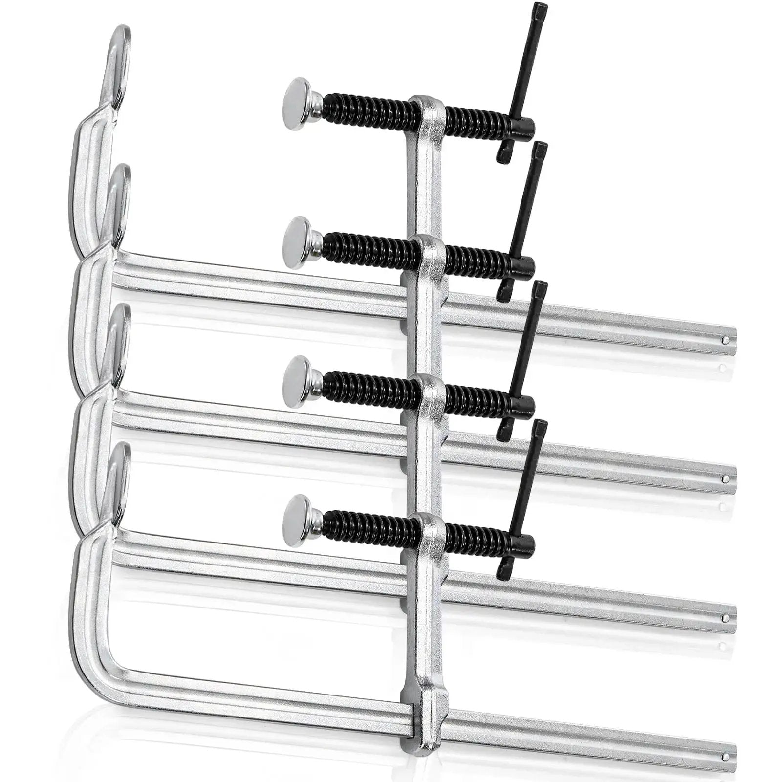 4 Pack 12 Inch Bar Clamps For Welding And Woodworking, Drop Forged Steel F Clamps With 450 Lb Load Capacity, side view
