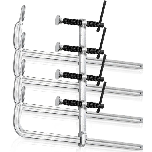 4 Pack 12 Inch Bar Clamps For Welding And Woodworking, Drop Forged Steel F Clamps With 450 Lb Load Capacity, side view