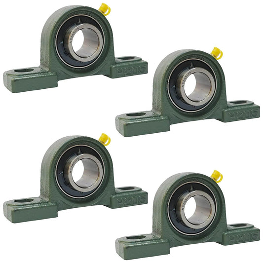 4 Pack UCP205-16 Pillow Block Mounted Ball Bearing - 1" Bore - Solid Cast Iron Base - Self Aligning …