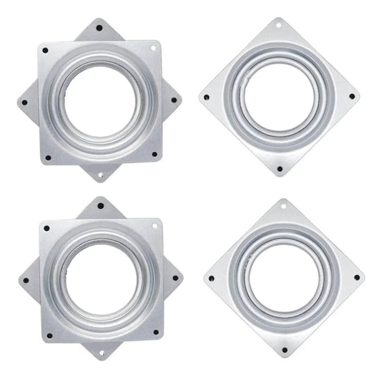 4 Pack 3 Inch Square Lazy Susan Hardware, Metal Turntable Bearings with Steel Ball Raceway, Smooth 360 Rotation, Zinc Plated