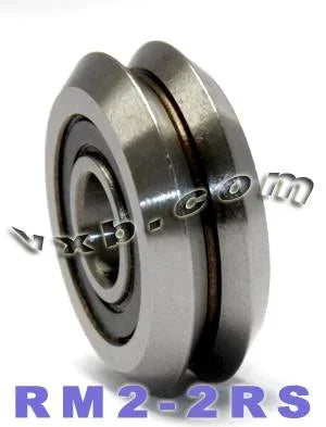 4-Pack RM2-2RS 3/8'' Track Roller Ball Bearing V-Groove - Rubber Sealed