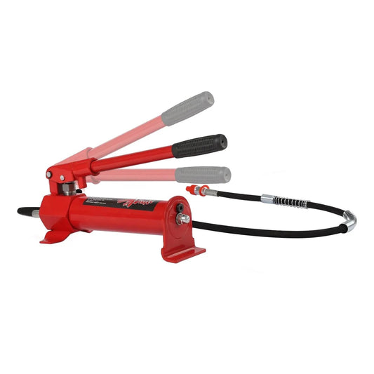 4 Ton Porta Power Hydraulic Hand Pump Jack Ram with Pressure Gauge Hose, Portable Hydraulic Hand Pump for repairs and maintenance