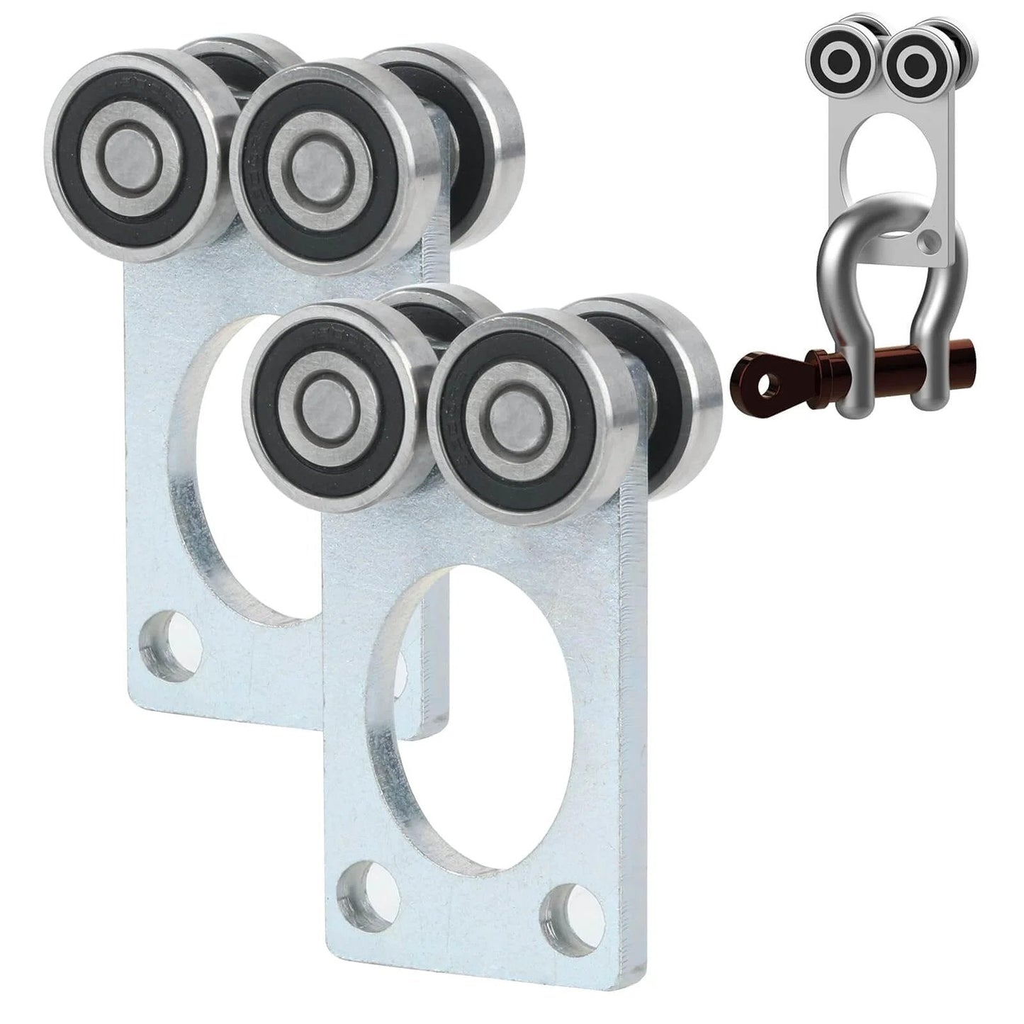 4 Wheel Trolley Assembly Rollers with Sealed Bearings for 1-5/8 Inch Strut Channel, Heavy Duty Q235 Steel Hoist Trolley with Set Screw Clearance, Smooth Rolling Design for Unistrut Systems, 2 PCS Pack