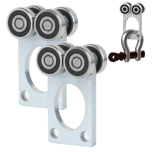 4 Wheel Trolley Assembly Rollers with Sealed Bearings for 1-5/8 Inch Strut Channel, Heavy Duty Q235 Steel Hoist Trolley with Set Screw Clearance, Smooth Rolling Design for Unistrut Systems, 2 PCS Pack