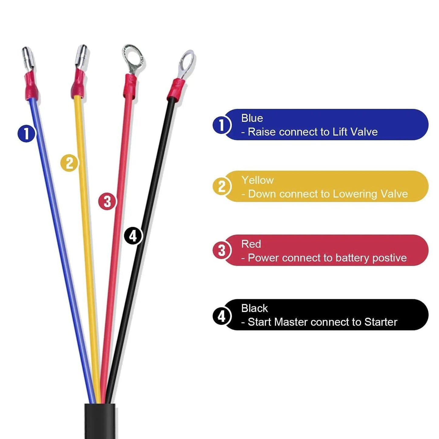 Wires for 4 Wire Dump Trailer Remote Control Switch For 12V DC Hydraulic Pump Lift Winch And Dump Bed No Fuss Install