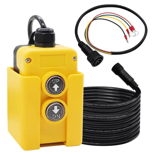 4 Wire Dump Trailer Remote Control Switch 12V DC Up Down Momentary Dual Button Control For Double Acting Hydraulic Pump Power Unit MG018 4W