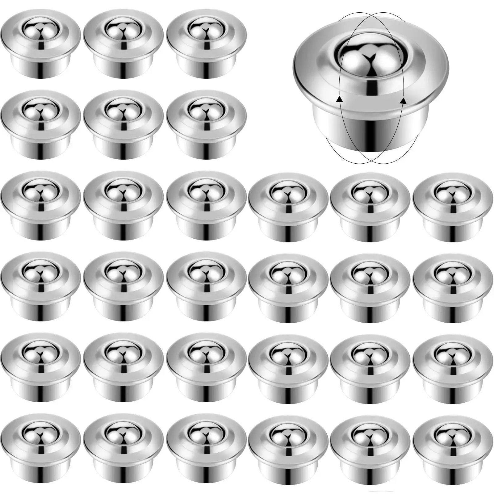 Bulk Forty Pack Five Eighths Inch Roller Ball Transfer Bearings In Carbon Steel Universal Rotation Ball Transfer Unit displayed