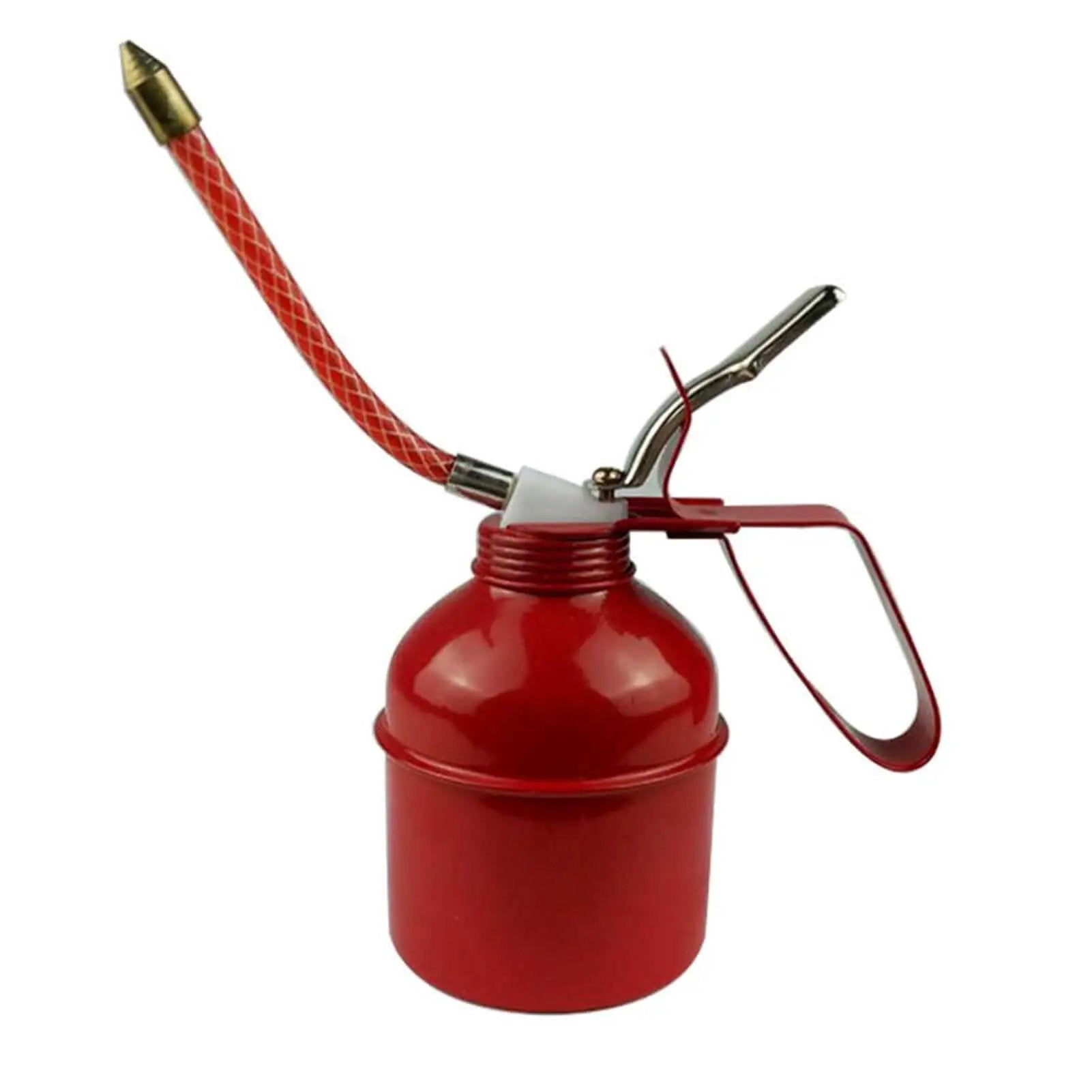 Easy Grip 400ml Manual Oiler Can With Red Lever For Precise Lubrication Hand Pump Oil Can With Flexible Hose, front view